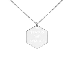 Status Symbol Collection Engraved Silver Hexagon Necklace